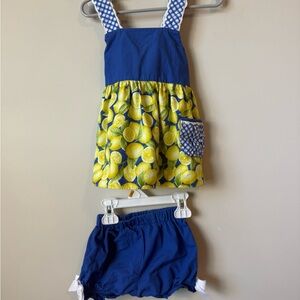 Ricrac & Ruffles Lemon Print short set Set size 3T